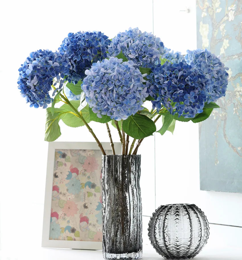 Hortensias artificiels bleus en bouquet