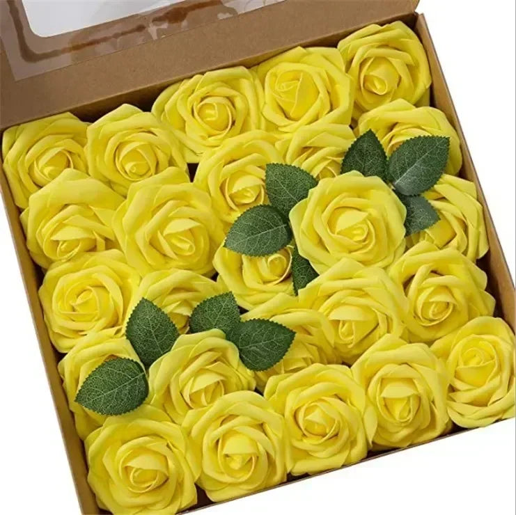 Roses synthétiques jaunes