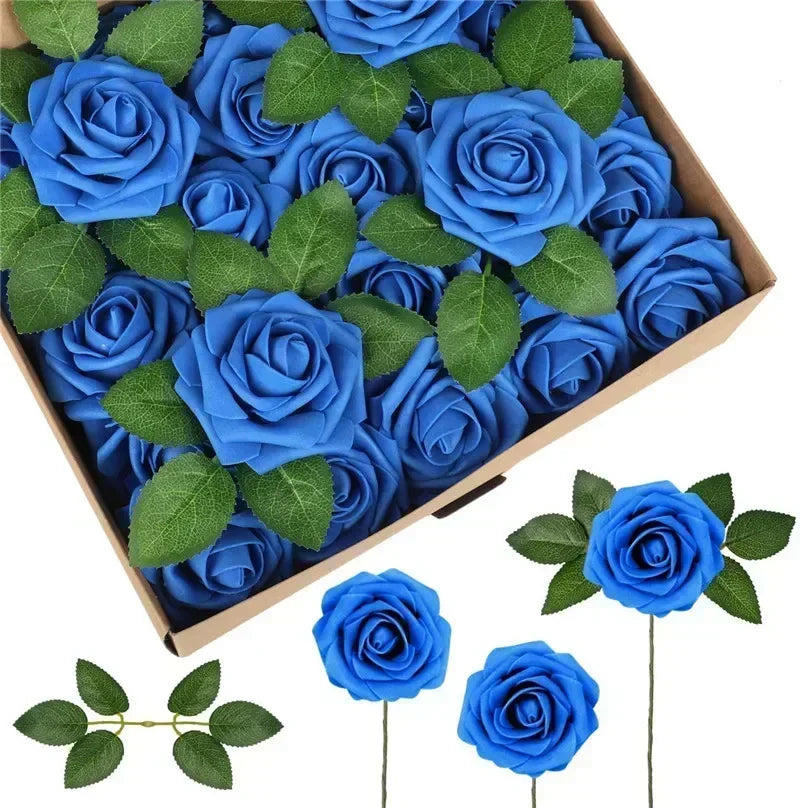 Roses artificielles bleus